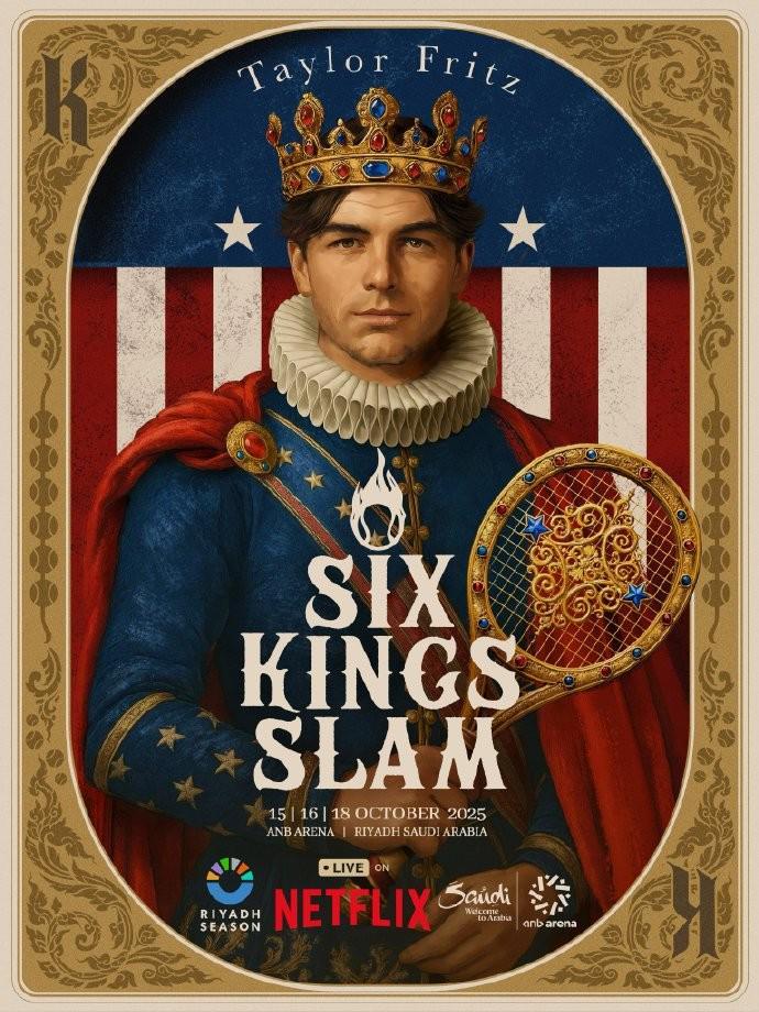 网球六王大满贯单人海报公布,比赛将于10月中旬在沙特进行