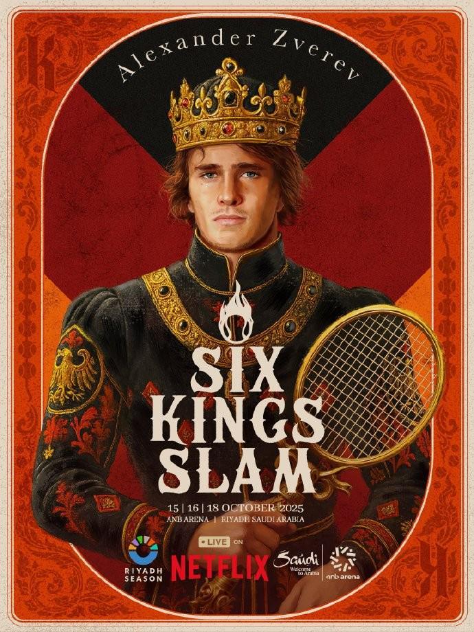 网球六王大满贯单人海报公布,比赛将于10月中旬在沙特进行