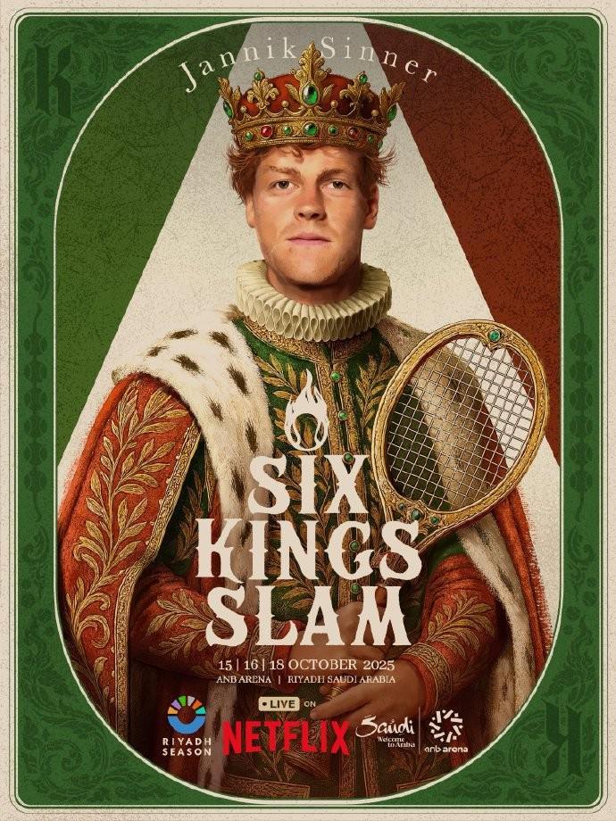 网球六王大满贯单人海报公布,比赛将于10月中旬在沙特进行
